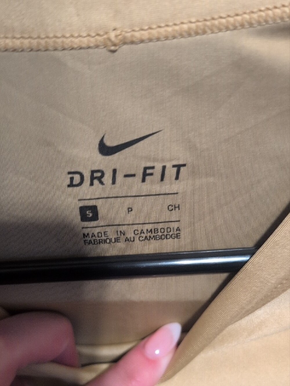 Nike Long Sleeve Crop Top in Gold with White Swoosh - Picture 2 of 4